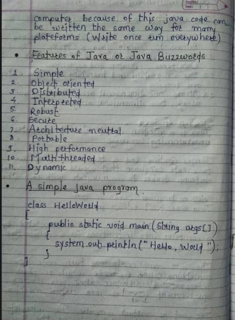 Java Handwritten Notes CodeWithCurious