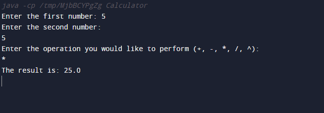 Simple calculator using java