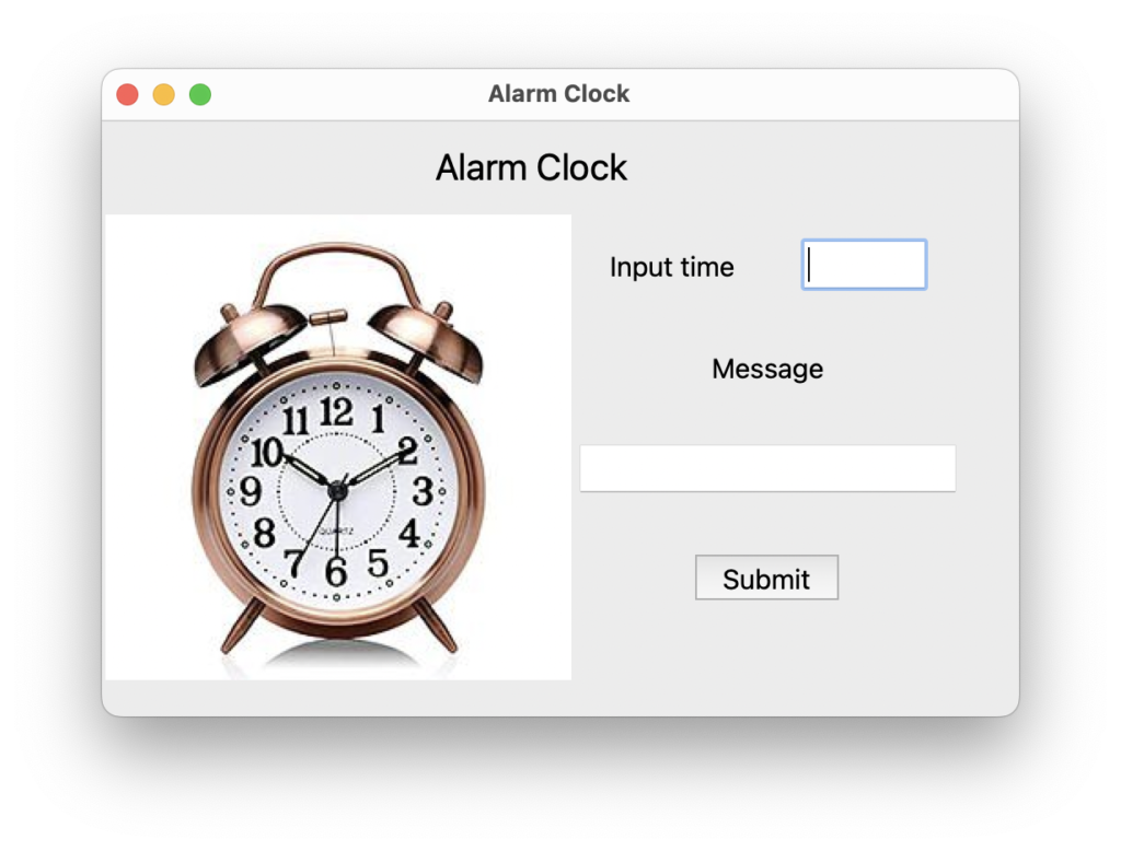Gui alarm clock output