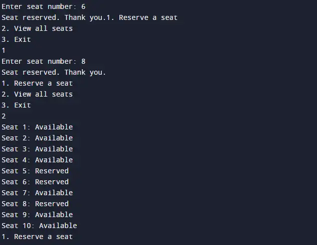 Airline Reservation System Java