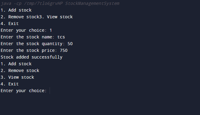 Stock Management System using Java.