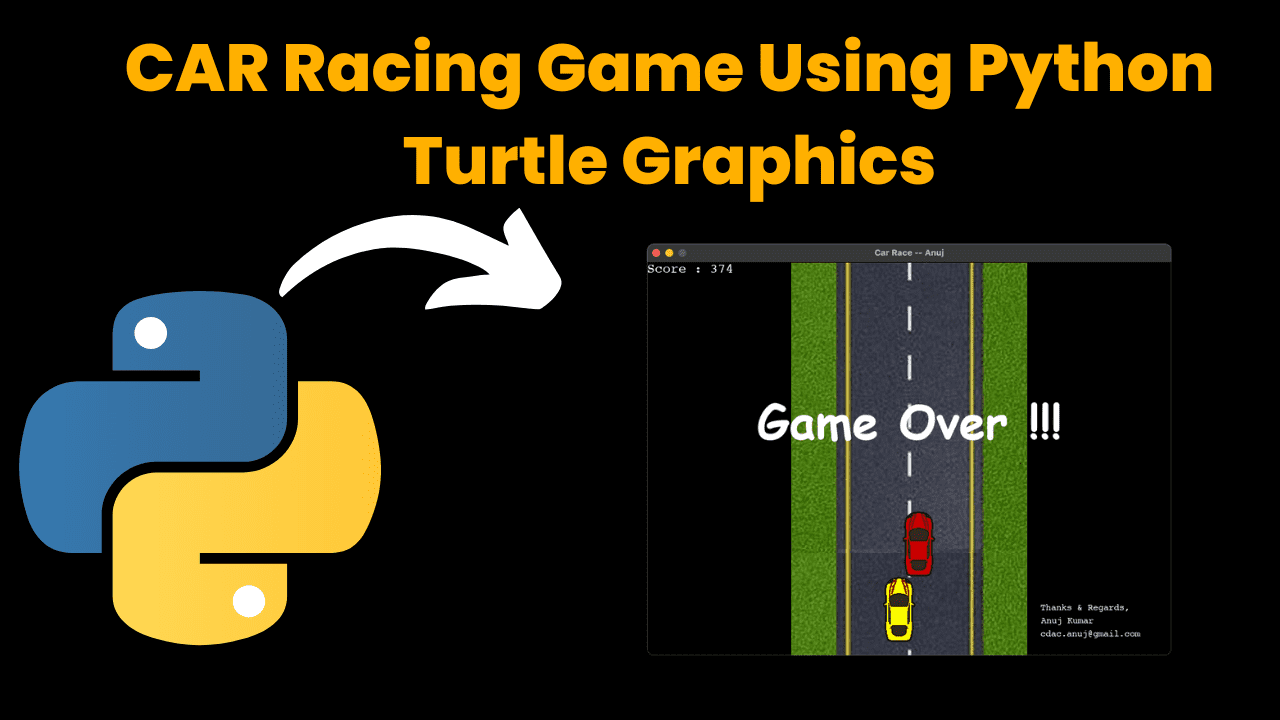 CAR Racing Game Using Python Turtle Graphics