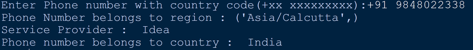 Get Info of Phone Number using Python With Source Code - CodeWithCurious