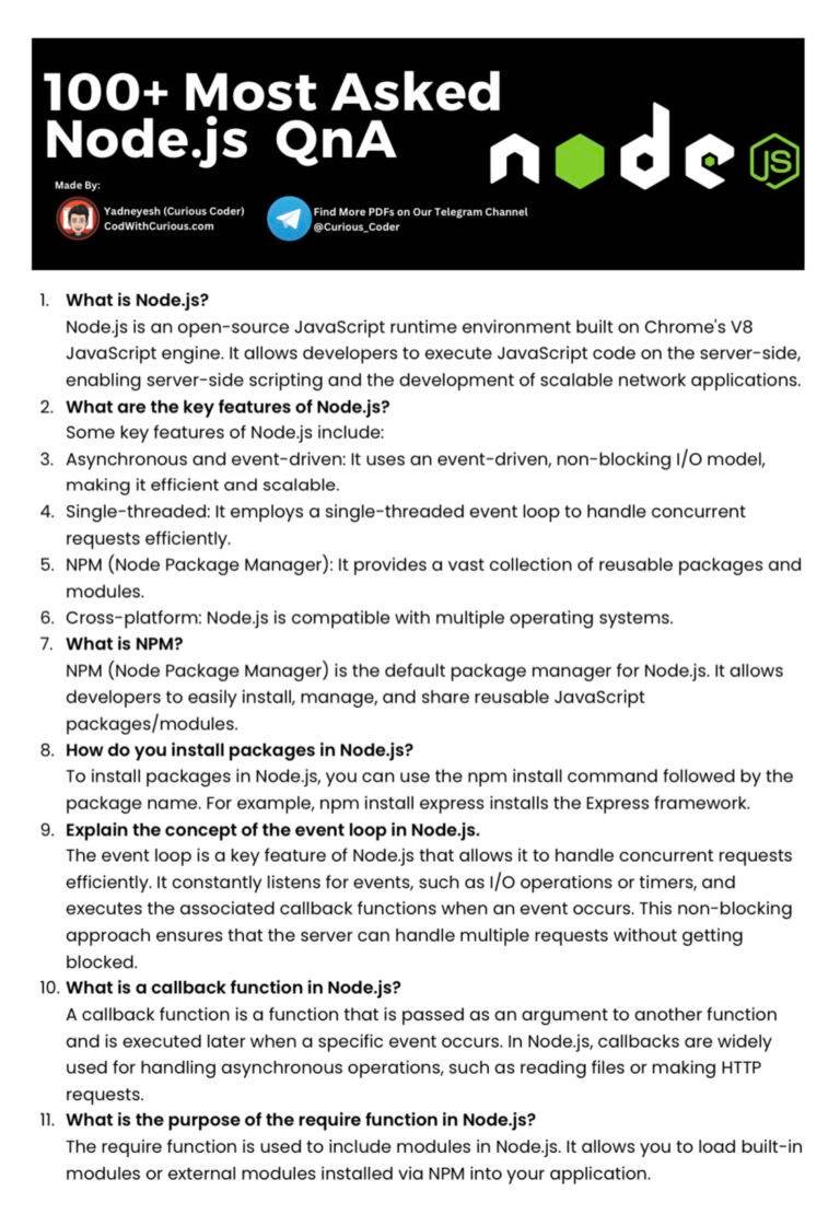 NODE.JS Interview Questions & Answers - CodeWithCurious