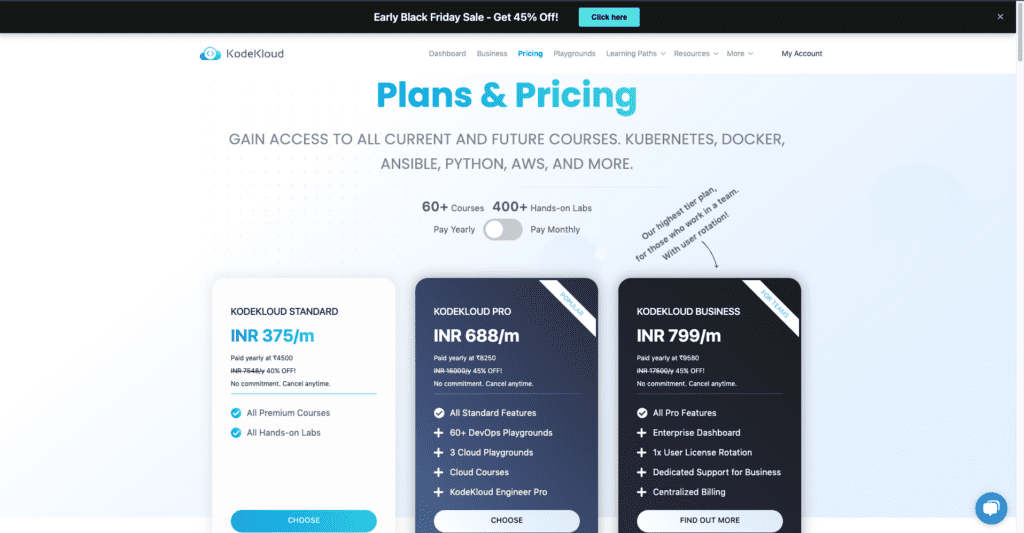 KodeKloud Plans and Pricing