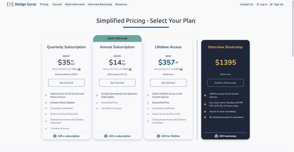 subscription plans of design gurus