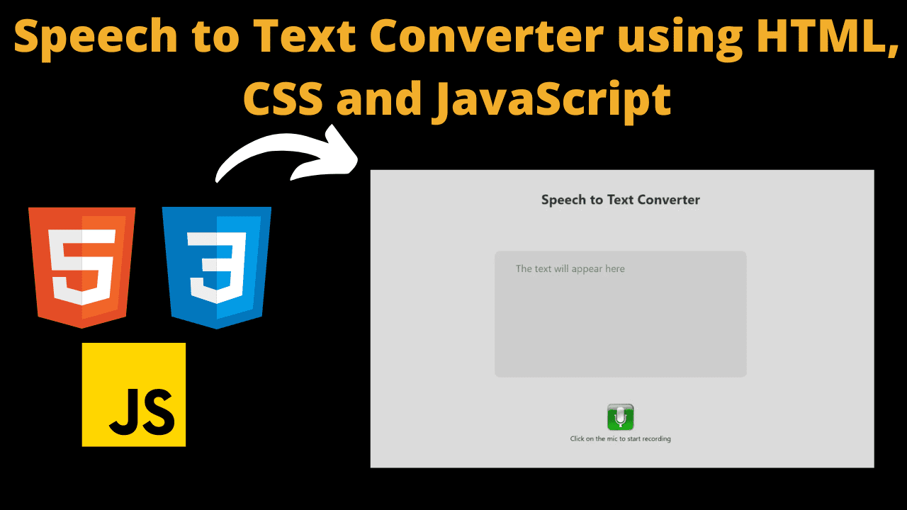 Speech to Text Converter using HTML, CSS and JavaScript