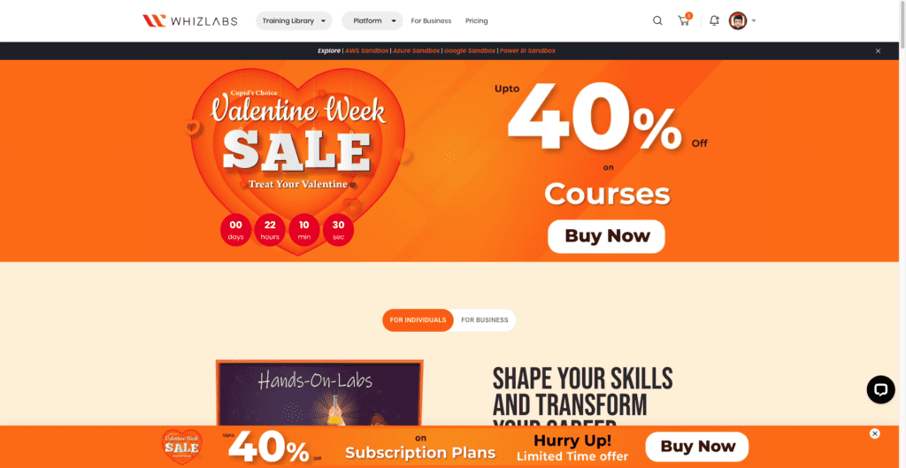 Whizlabs Valentine Week Sale: Get Flat 40% on Whizlabs Courses​