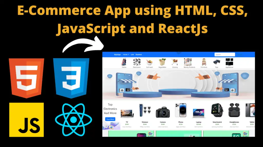 E-Commerce App using HTML, CSS, JavaScript and ReactJs