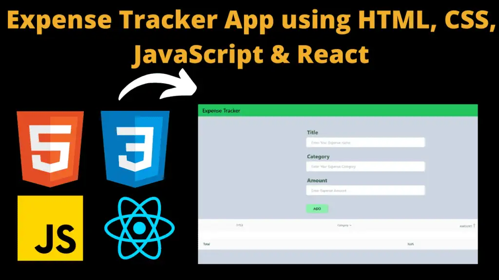Expense Tracker App using HTML, CSS, JavaScript & React