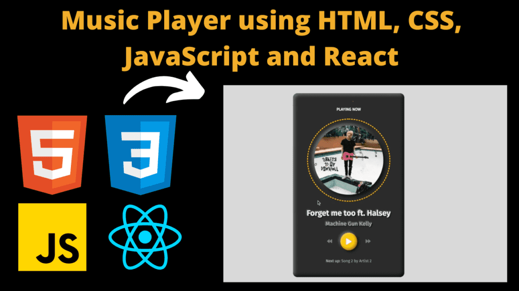 Music Player using HTML, CSS, JavaScript and React