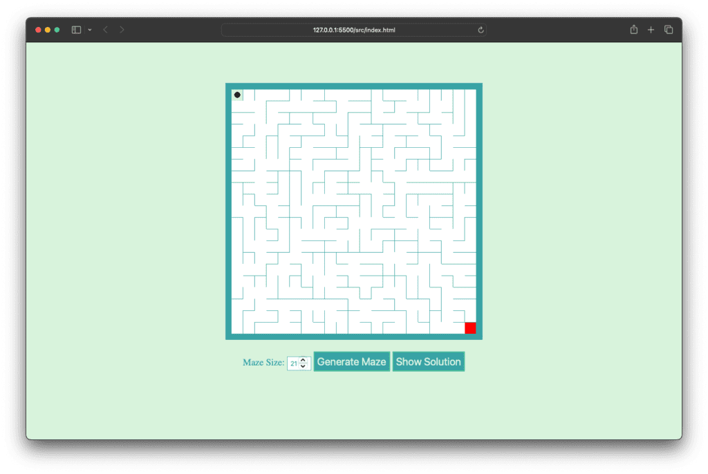 maze game using html css javascript