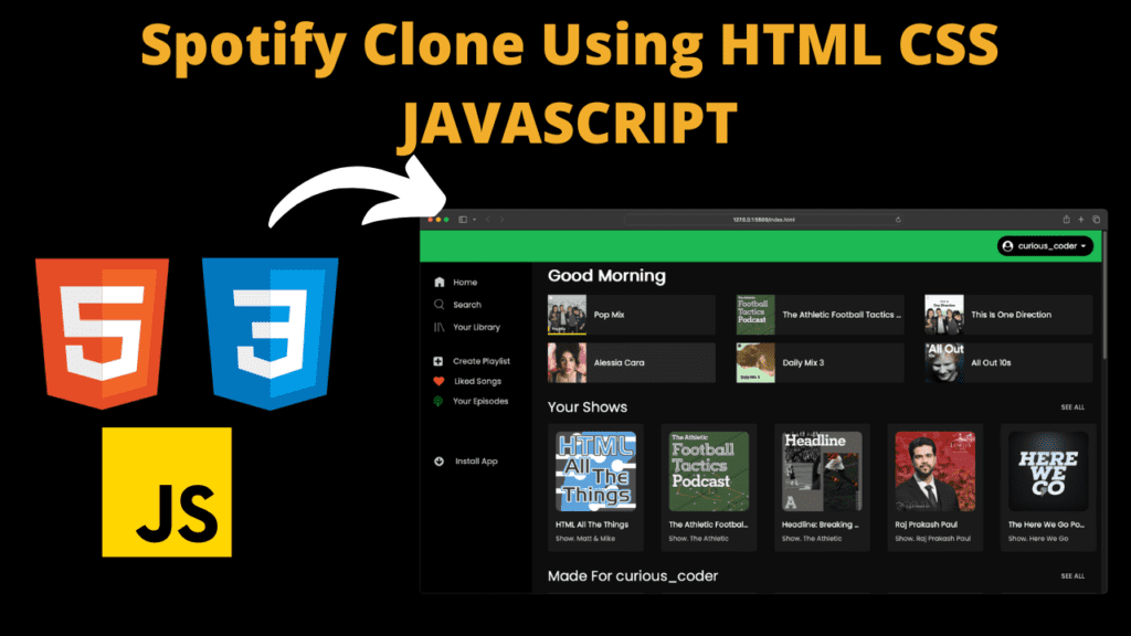 Spotify clone using html css js