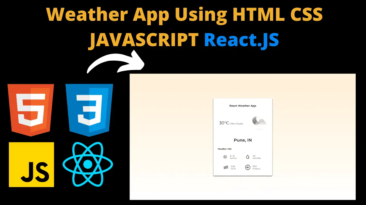 Weather App using HTML CSS, JavaScript & React Js With Source Code