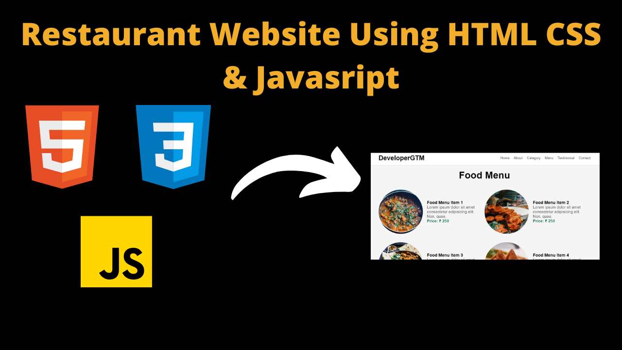 Responsive Restaurant Website Using HTML , CSS & Javascript