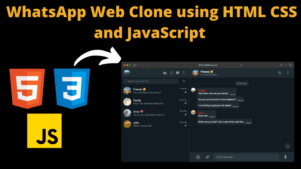 WhatsApp Web UI Clone Using HTML