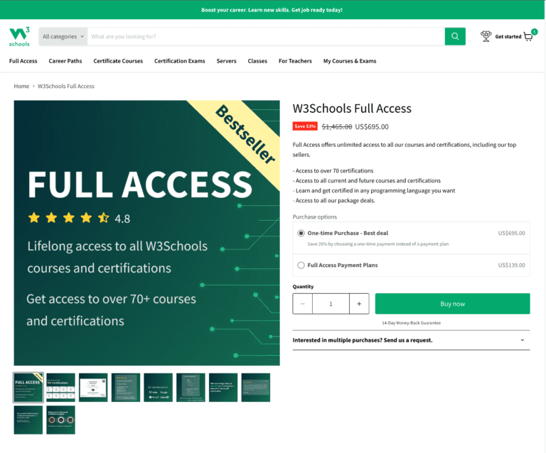 Discount on W3Schools Full Access Using w3schools coupon code