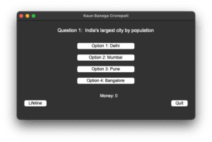 KBC Game Using Python With Source Code - CodeWithCurious