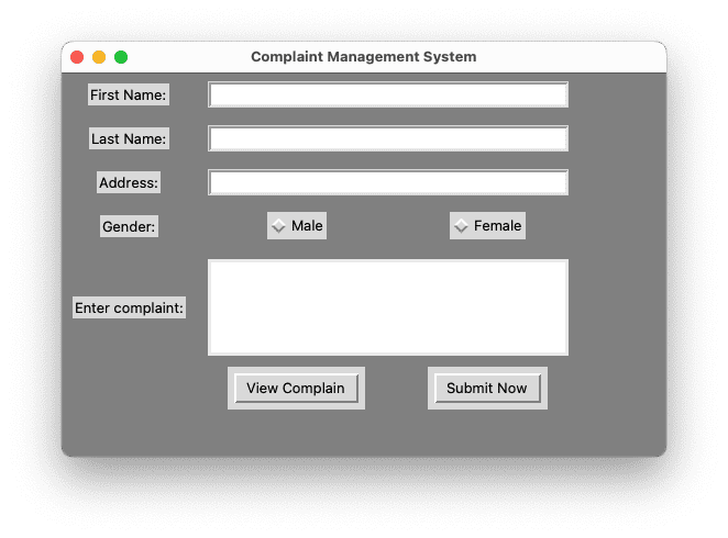 Complaint Management System in Python