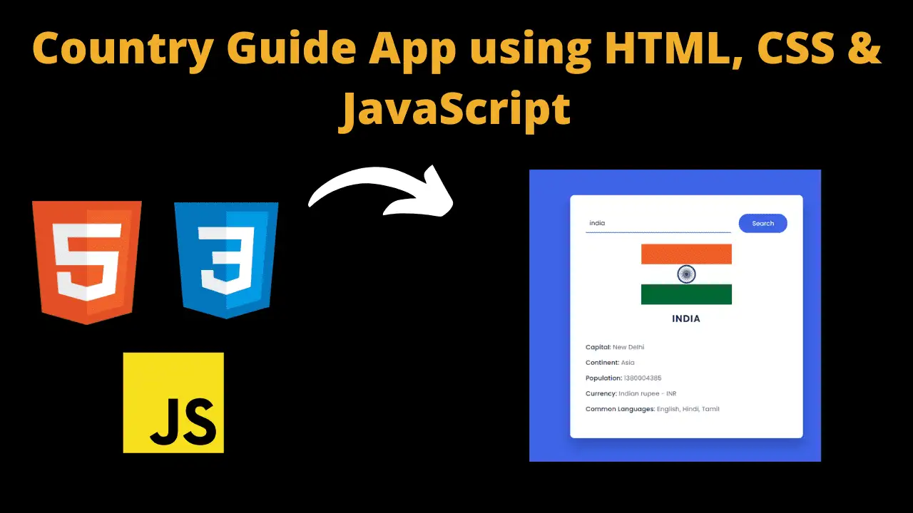 Country Guide App using HTML, CSS & JavaScript