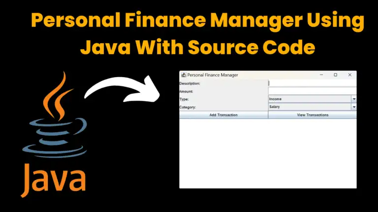 Personal Finance Manager using java