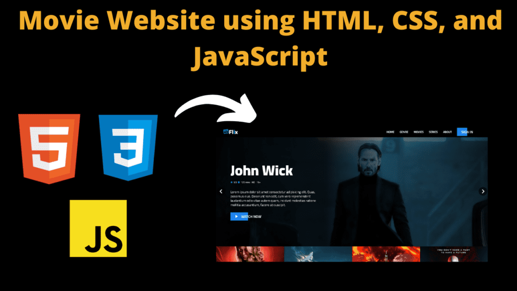 movie Website using HTML, CSS, and JavaScript