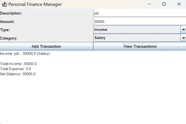 Personal Finance Manager using java Swing with complete source code ...