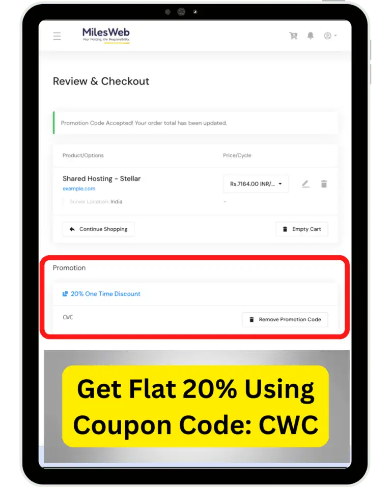 redeem milesweb coupon code