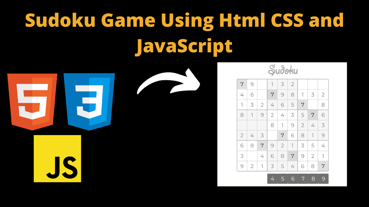 sudoku game using html CSS and JavaScript