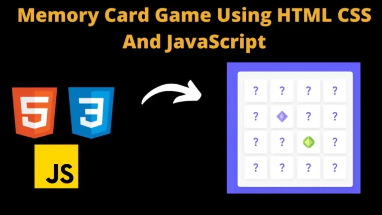 Memory Card Game Using HTML CSS And JavaScript