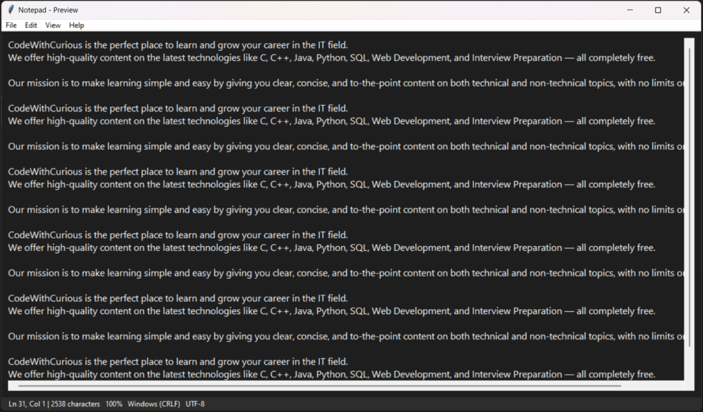 Windows 12 Notepad Using Python