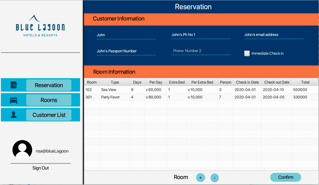 Hotel Reservation System using java Output 2