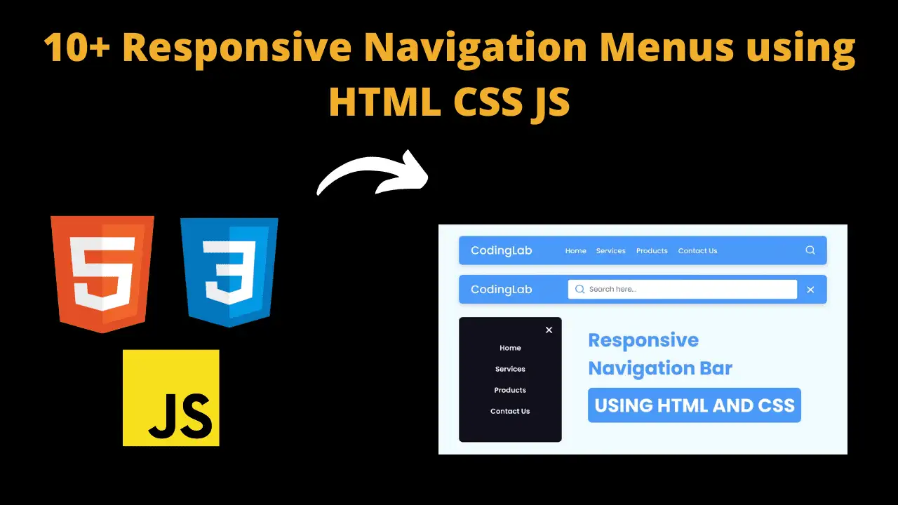 10+ Responsive Navigation Menus using HTML CSS JS
