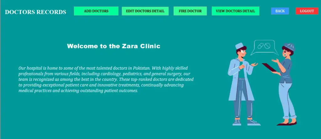 Hospital Management System using java output 4