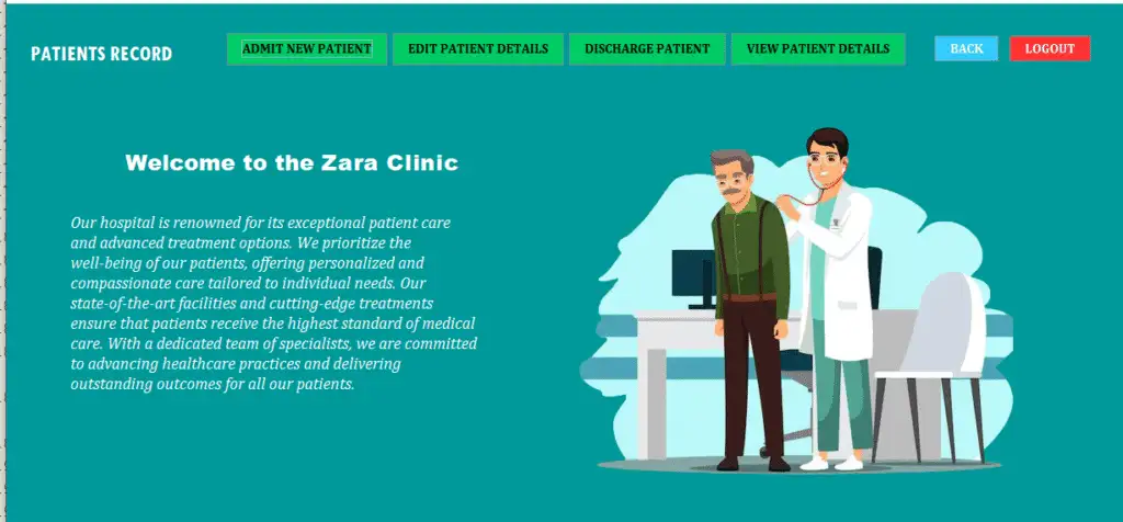 Hospital Management System using java output 3