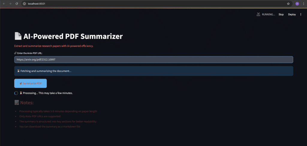 AI Powered PDF Summarizer Using Python Output 1