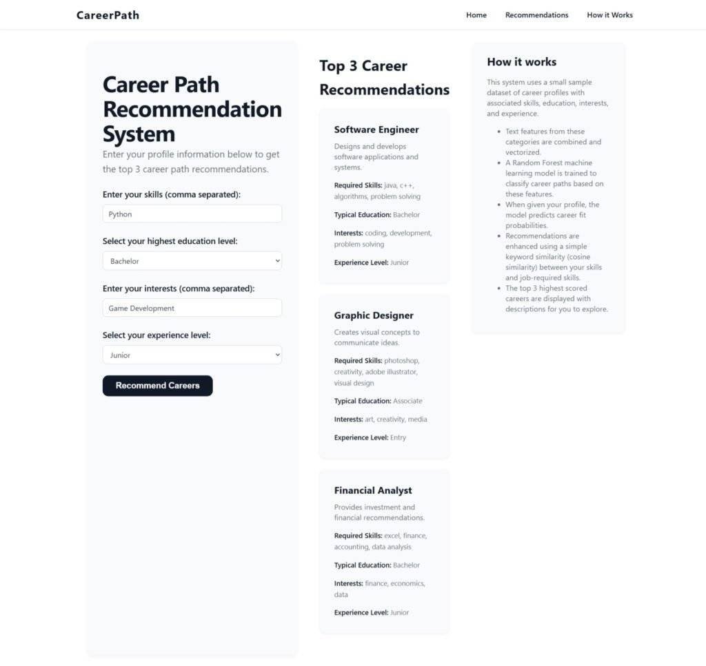 AI Based Career Path Recommender Using Python Output 3