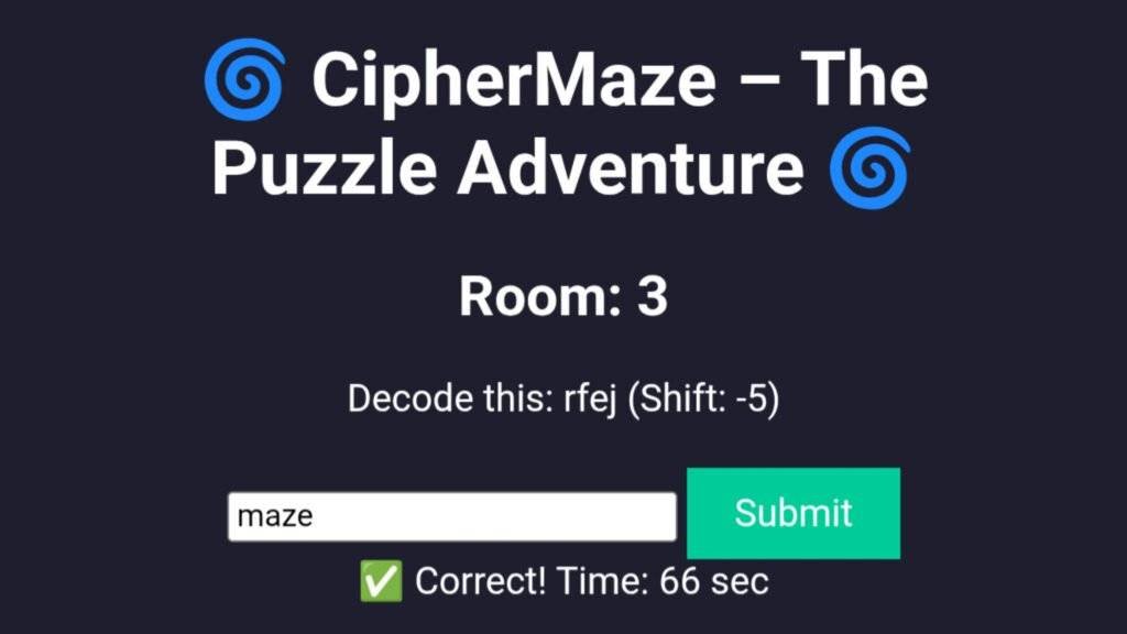 CipherMaze: The Ultimate Code Cracking Quest Game Using Python Output 3