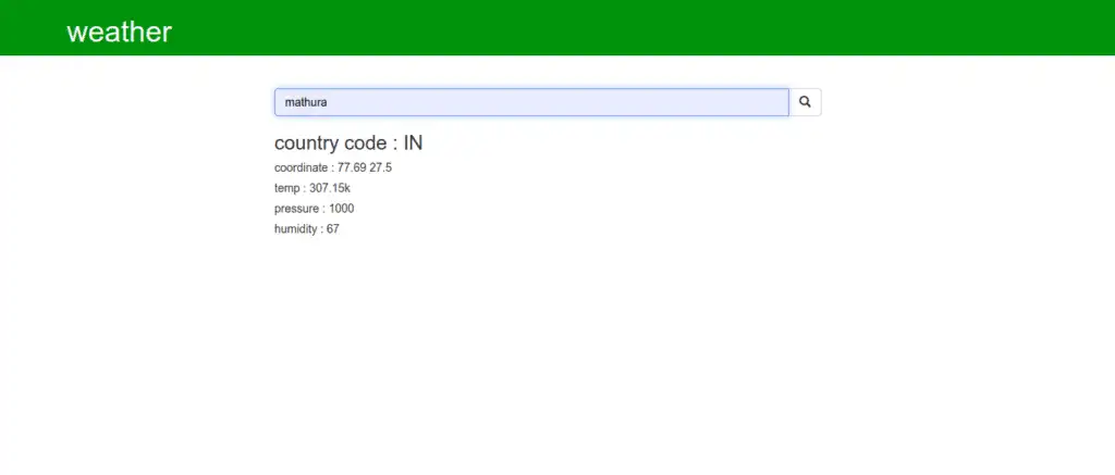 Weather App Using Python Django Output 1