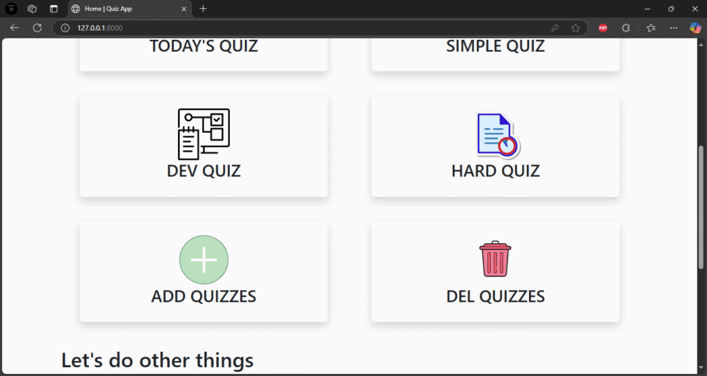 Quiz App Using Python Django Output 2