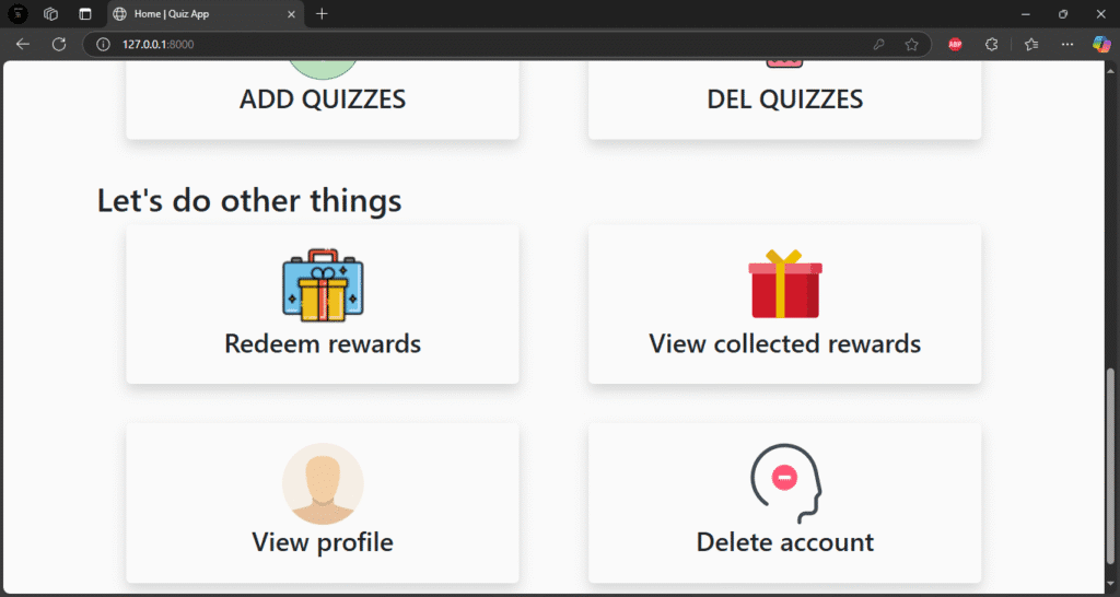 Quiz App Using Python Django Output 3