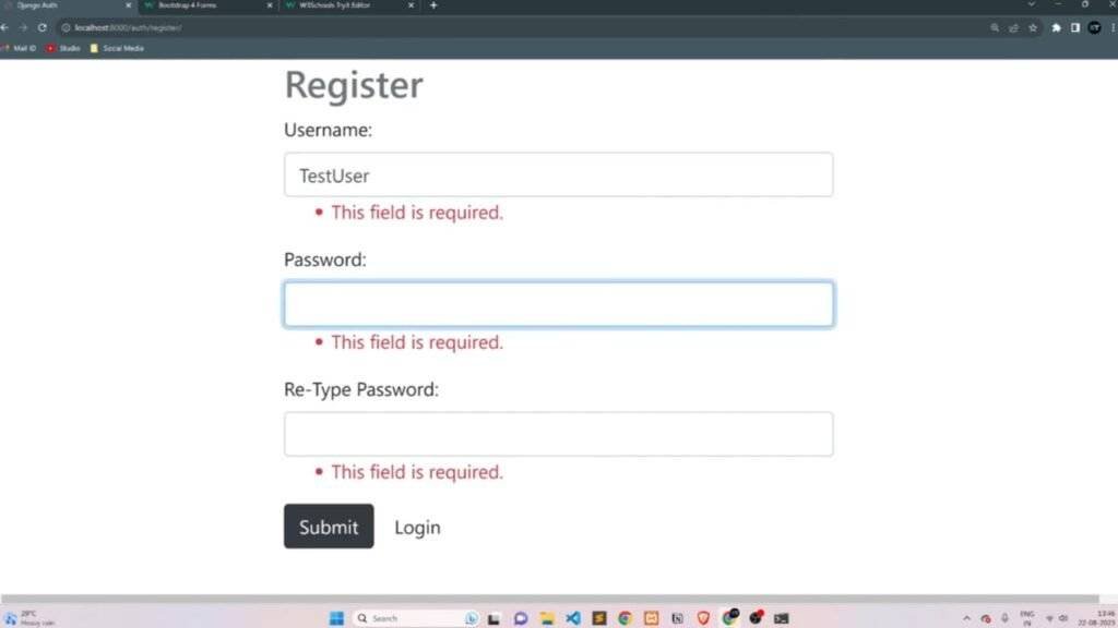 User Authentication System Using Python Django Output 1