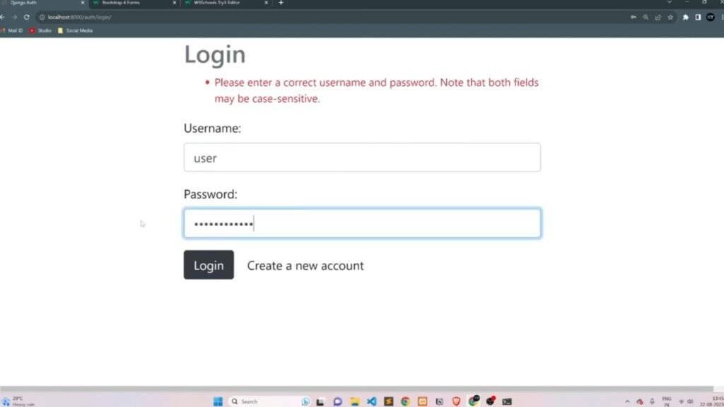 User Authentication System Using Python Django Output 2