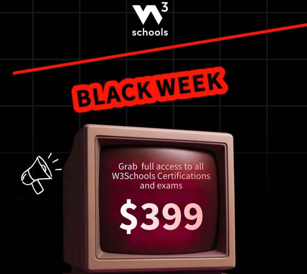 W3SCHOOLS BLACK WEEK SALE! Best W3Schools Discount Code for 2025 – Get Up to 80% OFF